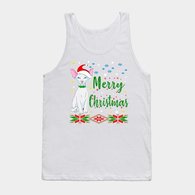 Merry Christmas. Hairless cat Desing. Holiday Gifts Tank Top by albaley